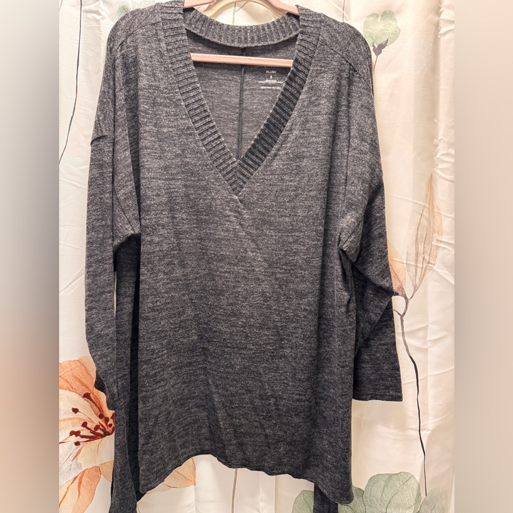 Gray V-Neck Women's Sweater